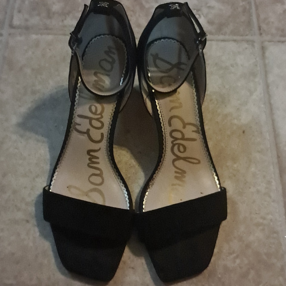 Sam Edelman Yaro Black Block Heel Ankle Strap Suede Shoes Size 10 - Picture 3 of 8